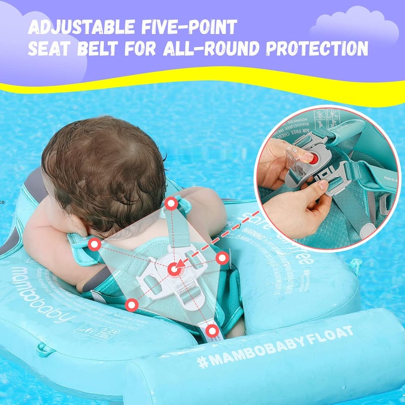 GENTEACO Mambobaby Baby Swim Float with Canopy Non-Inflatable Infant Pool Float with Tail 3-24 Months Avoid Flip Solid Skin-Friendly Material for Toddler Boys Girls - Image 5